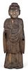 A Chinese Carved Hardwood Figure Height of tallest 14 1/4 inches.