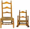 Two children's ladderback chairs, 19th c.