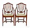 Pair of Hepplewhite cherry armchairs, 19th c.