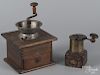 Two antique coffee mills, 19th c., 6'' h. and 9'' h.