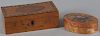 Two painted maple dresser boxes, 19th c., 2 1/2'' h., 7 1/2'' w. and 1 1/2'' h., 5'' w.