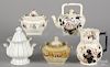 Five assorted English porcelain teawares, 19th c., tallest - 7 1/4''.
