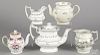 Five English porcelain teawares, 19th c., tallest - 7 1/2''.