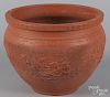 Chinese pottery cache pot with dragon motif, 8 1/2'' h., 11'' w.