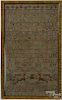 Silk on linen sampler, dated 1809, wrought by Jean Mackellop, 17'' x 9 3/4''.