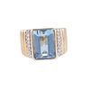 14k Gold Blue Topaz Diamond Ring