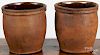 Pair of Pennsylvania redware crocks, 19th c., impressed John W. Bell Waynesboro, 8'' h.
