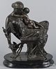 Patinated white metal sculpture of a mother and child, 16 1/4'' h.