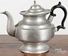 Westbrook, Maine pewter teapot, mid 19th c., bearing the touch of Rufus Dunham, 6 1/2'' h.