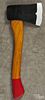 Carved and painted child's wooden hatchet, early 20th c., 14'' l.