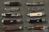 Ten assorted pocket knives, to include Winchester, Carl Schleiper, Case, etc.