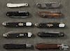 Ten assorted pocket knives, to include Kaufmann, Napanoch, etc.