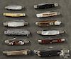 Twelve assorted pocket knives, to include Boker, Fight'n Rooster, Case, etc.