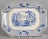 Blue Staffordshire Siam platter, 19th c., 12 1/4'' l., 15 3/4'' w.