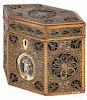 George III quillwork tea caddy, early 19th c., 5'' h., 6 3/4'' w.
