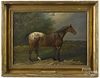 English oil on canvas horse portrait, 19th c., 14 3/4'' x 21''.