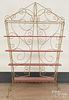 Gold painted wire display cabinet, 77'' h., 48'' w.