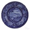 Historical blue Staffordshire View of Washington plate, 19th c., 7 3/4'' dia.