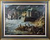 VIEW OF DUTCH MERCHANT SHIPS OIL PAINTING