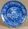 Historical blue Staffordshire Hobart Town plate, 19th c., 9'' dia.