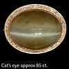 MAGNIFICENT CATS EYE AND DIAMOND BROOCH 