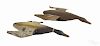 Pair of Tuveson Manufacturing Co., St. Paul MN painted wood and canvas flying mallard duck decoys