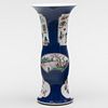Chinese Powder Blue Ground Famille Verte Porcelain Gu Form Vase