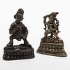 Tibetan Silver and Copper Inlaid Bronze Figure of a Kala Jambhala and a Small Silver Inlaid Bronze Figure of Achala