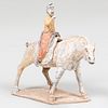 Chinese Painted Pottery Figure of an Equestrian