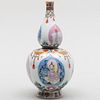 Chinese Famille Rose Enamel and Polychrome Painted Porcelain Double Gourd Vase