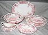 PINK IRONSTONE SOUP TUREEN COVERED PLATTERS SIX