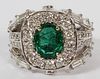 2 CT. NATURAL EMERALD AND DIAMOND RING