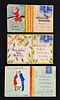 3 Hand-painted Wartime Folk Art Envelopes, 1940s