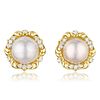 Vintage Mabe Pearl and Diamond Gold Earrings