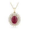 Ruby and Diamond Pendant with Chain