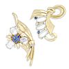 Group of Two Retro Moonstone and Sapphire Gold Brooches