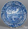 Historical blue Staffordshire soup bowl depicting Fair Mount near Philadelphia, 9 7/8'' dia.