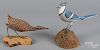 Two carved and painted birds, by William Weidemann, 6'' h. and 8 1/2'' h.