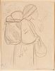 Diego Rivera (Mexican, 1886-1957) Graphite Sketch on Paper, Ca. 1948, "Woman with Basket of Flowers", H 8.5" W 6.5"