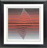 Victor Vasarely (French/Hungarian, 1906-1997) Op Art, Screenprint in Colors on Wove Paper, 1990, Black & Red Lines, H 25" W 25"