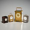 (4) antique carriage and travel alarm clocks