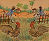 Gervais Emmanuel Ducasse (1903-1988) Men with Roosters, 1951