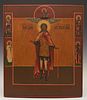 Russian Icon of Saint Andre flanked by selected Sa