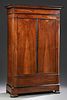 Large French Louis Philippe Carved Walnut Armoire,