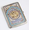 Russian Imperial .875 Silver Enamel Cigarette Case, commemorating the coronation of Tsar Nicholas II on May 14, 1896, with a 