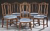 Set of Six Louis XV Style Carved Walnut High Back