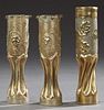 Group of Three Brass Trench Art Vases, c. 1918, co
