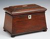 English Carved Inlaid Rosewood Tea Caddy, c. 1830,