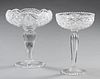 Pair of Cut Crystal Compotes, 20th c., with scallo