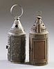 Two Punched Tin Candle Lanterns, 19th c., one with